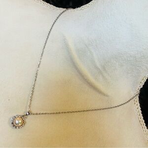 Handcrafted genuine fresh water pearl pendant on chain necklace